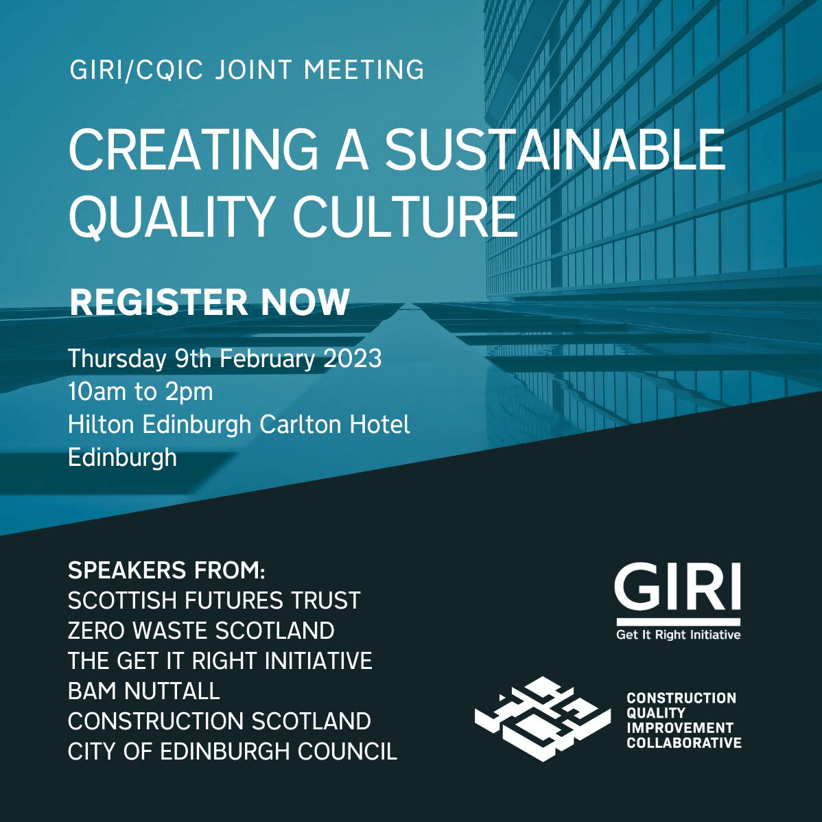 Featured image for “GIRI/CQIC joint event: Creating a sustainable quality culture”