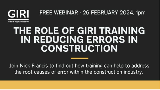 Featured image for “Webinar: The Role of GIRI Training in Reducing Error – 26th February 2024 – 1:00pm – 2:00pm”