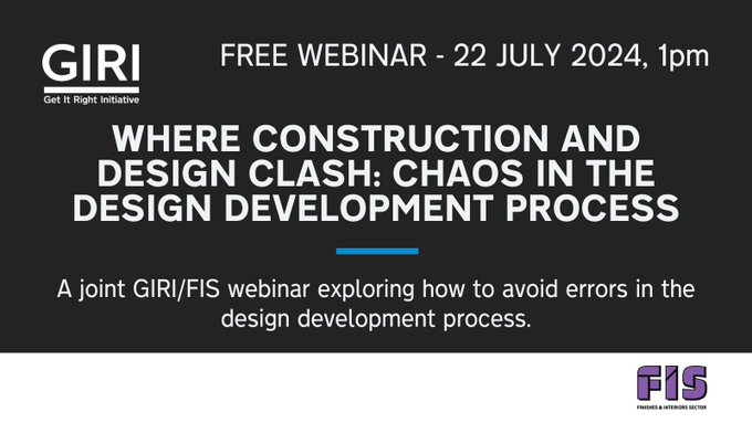 Featured image for “Webinar : Where construction and design clash: Chaos in the design development process – Mon 22 Jul 2024 – 1:00 PM – 2:00 PM BST”
